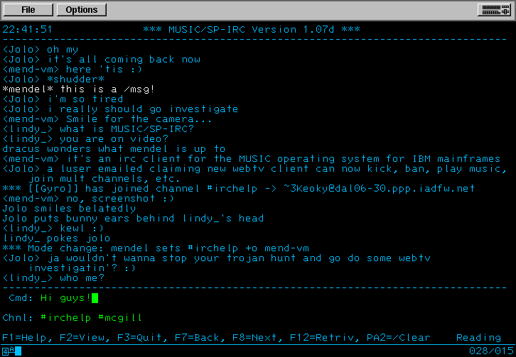 Screenshot of MUSIC/SP-IRC client