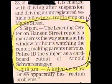 News clipping about Arnie cutout